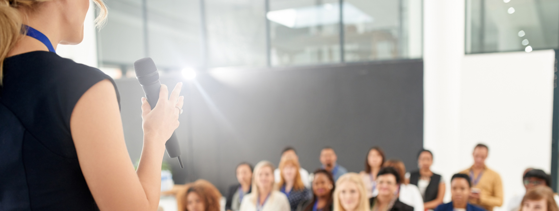 microphone on stage at convention